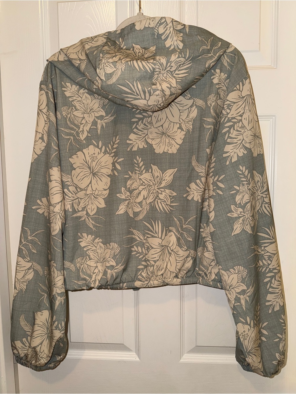 Hurley Green Floral Half-Zip Windbreaker Hoodie - Picture 3 of 3